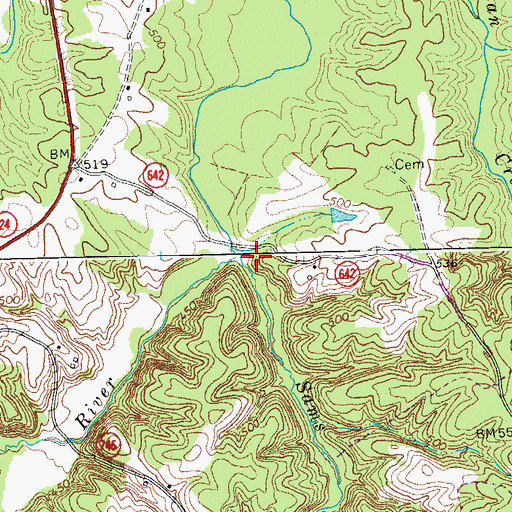 Topographic Map of Sams Creek, VA