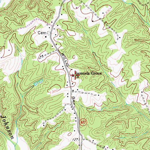 Topographic Map of Samuels Grove Church, VA