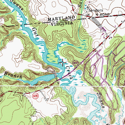 Topographic Map of Sand Branch, VA
