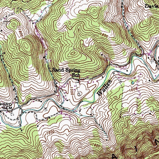 Topographic Map of Sand Spring School, VA