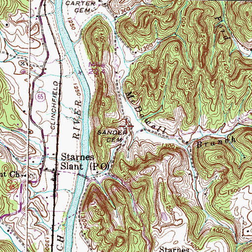 Topographic Map of Sanders Cemetery, VA