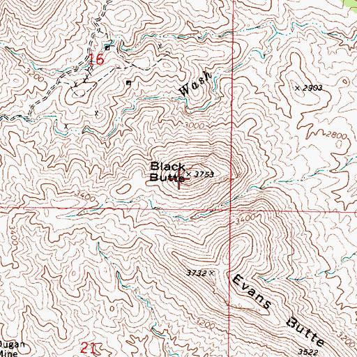 Topographic Map of Black Butte, AZ