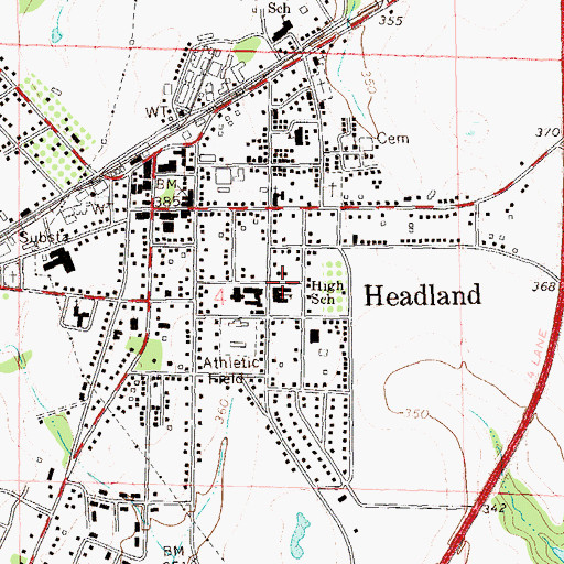 Topographic Map of Headland Elementary School, AL