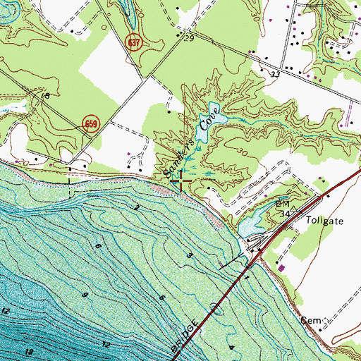 Topographic Map of Sanders Cove, VA