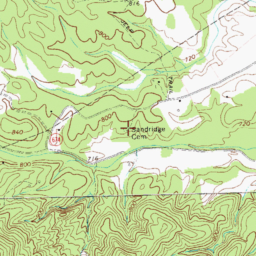 Topographic Map of Sandridge Cemetery, VA
