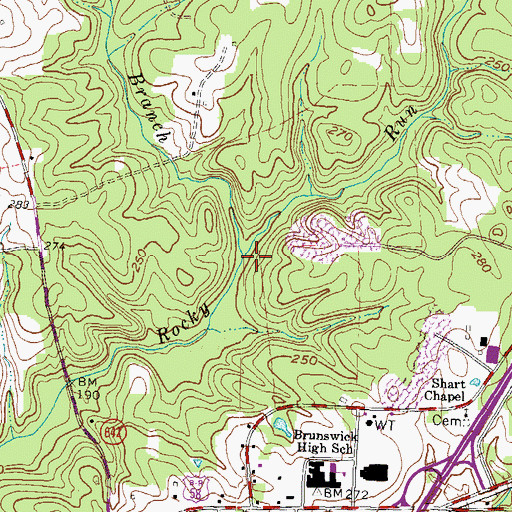 Topographic Map of Sandy Branch, VA