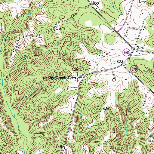 Topographic Map of Sandy Creek Church, VA
