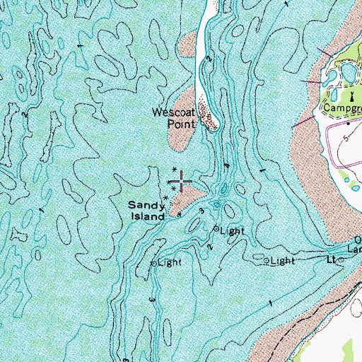 Topographic Map of Sandy Island, VA