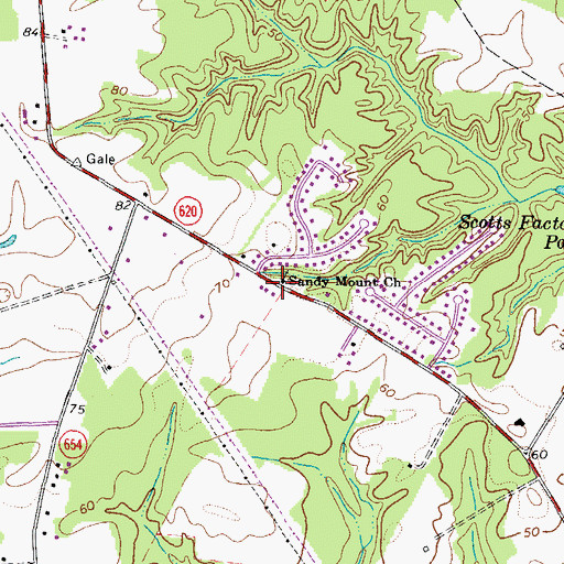 Topographic Map of Sandy Mount Church, VA