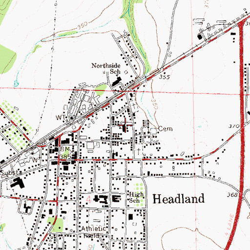 Topographic Map of Headland Special Education School, AL