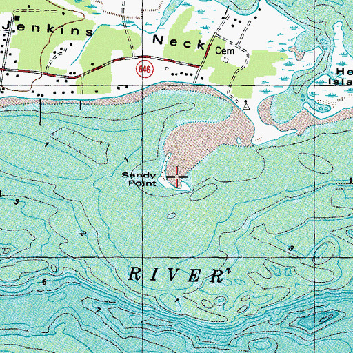 Topographic Map of Sandy Point, VA