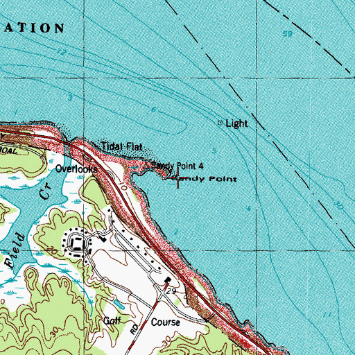 Topographic Map of Sandy Point, VA