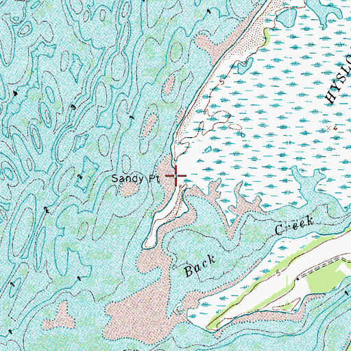 Topographic Map of Sandy Point, VA