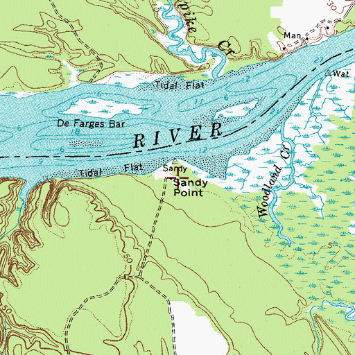 Topographic Map of Sandy Point, VA