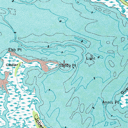 Topographic Map of Sandy Point, VA