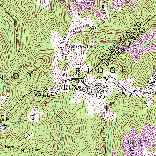 Topographic Map of Sandy Ridge, VA