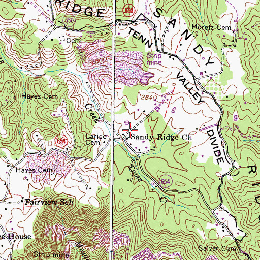 Topographic Map of Sandy Ridge Church, VA