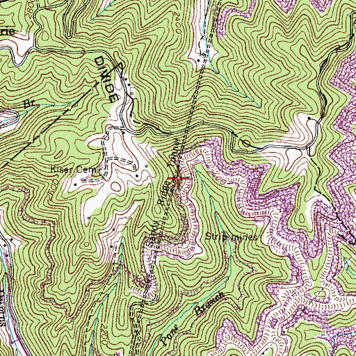 Topographic Map of Sandy Ridge Tunnel, VA