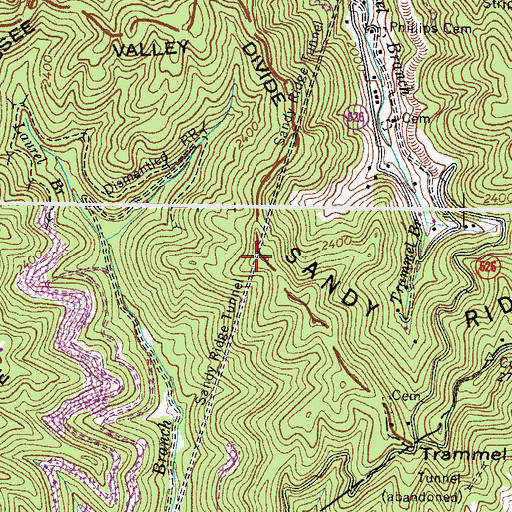 Topographic Map of Sandy Ridge Tunnel, VA