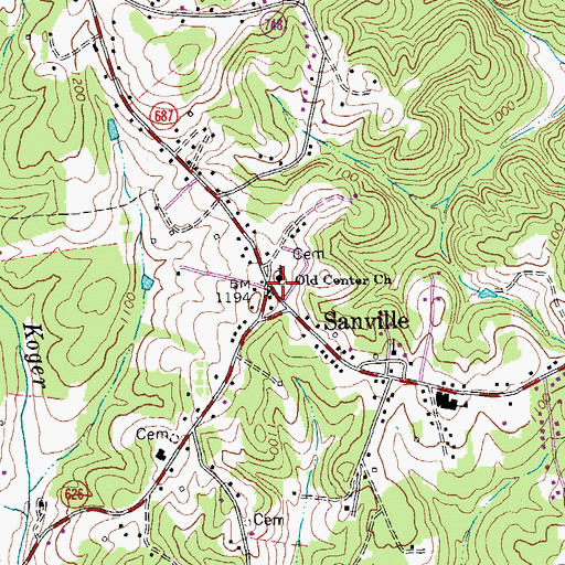 Topographic Map of Sanville, VA