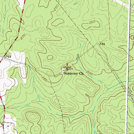 Topographic Map of Sappony Church, VA