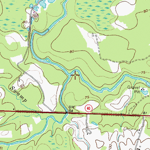 Topographic Map of Sappony Creek, VA