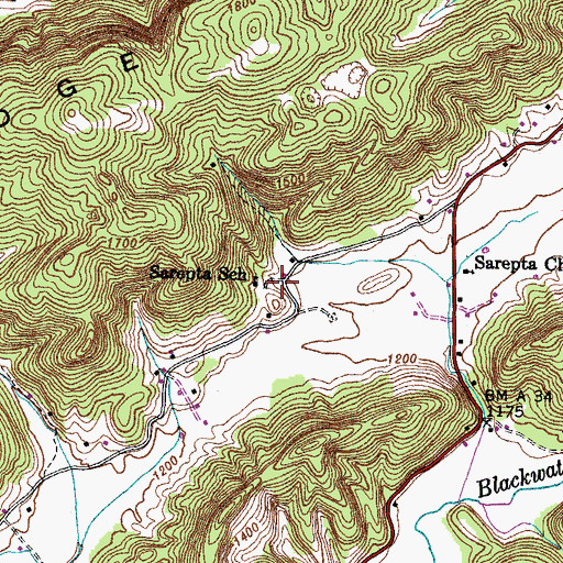 Topographic Map of Sarepta School, VA