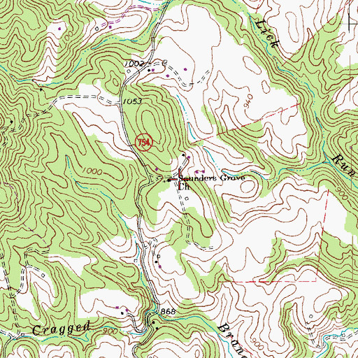 Topographic Map of Saunders Grove Church, VA