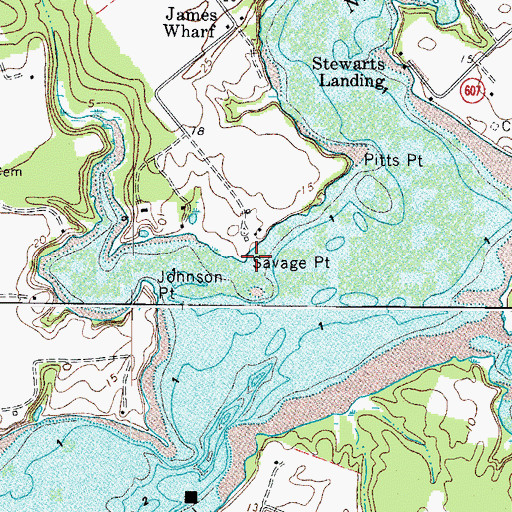 Topographic Map of Savage Point, VA