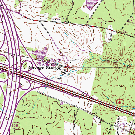 Topographic Map of Savage Station, VA