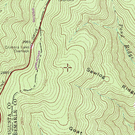 Topographic Map of Sawlog Ridge, VA