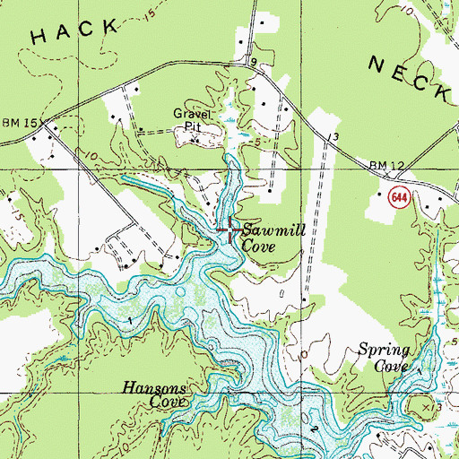 Topographic Map of Sawmill Cove, VA