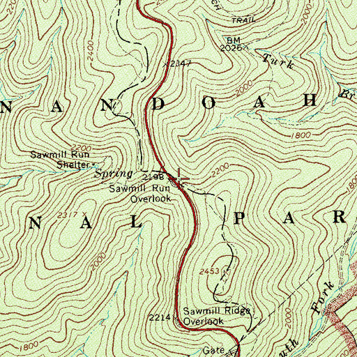 Topographic Map of Sawmill Run Overlook, VA