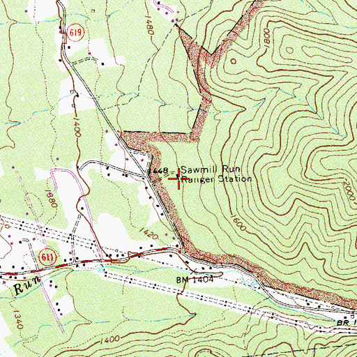 Topographic Map of Sawmill Run Ranger Station, VA