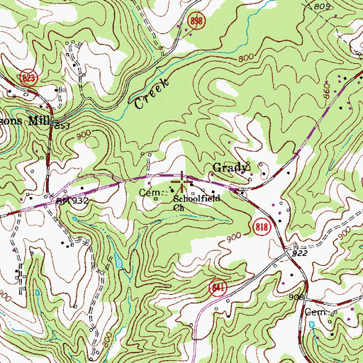 Topographic Map of Schoolfield Church, VA