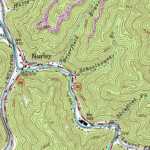 Topographic Map of Schoolhouse Branch, VA