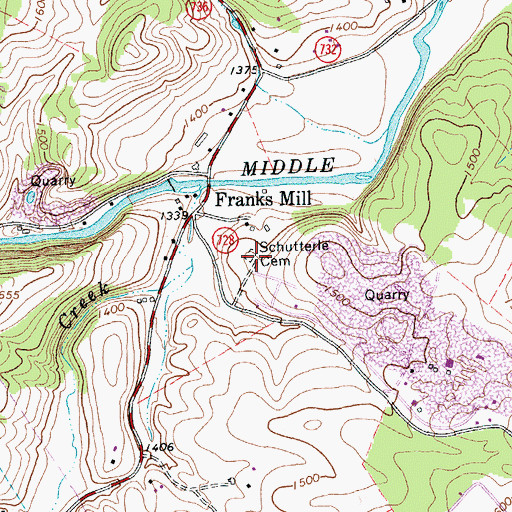 Topographic Map of Schutterie Cemetery, VA
