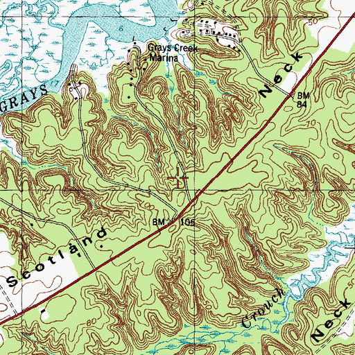 Topographic Map of Scotland Neck, VA