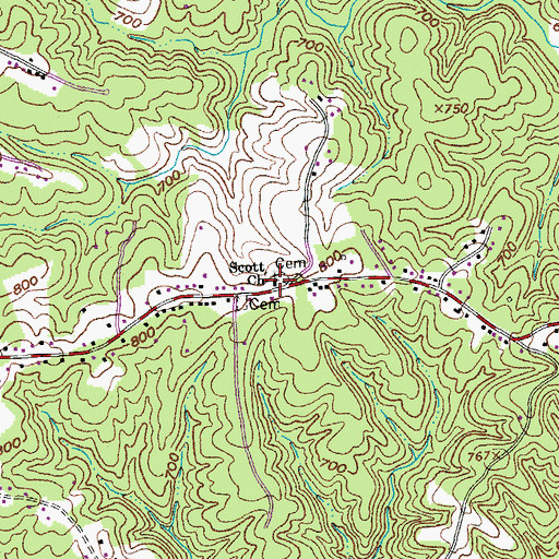 Topographic Map of Scott Zion Baptist Church, VA