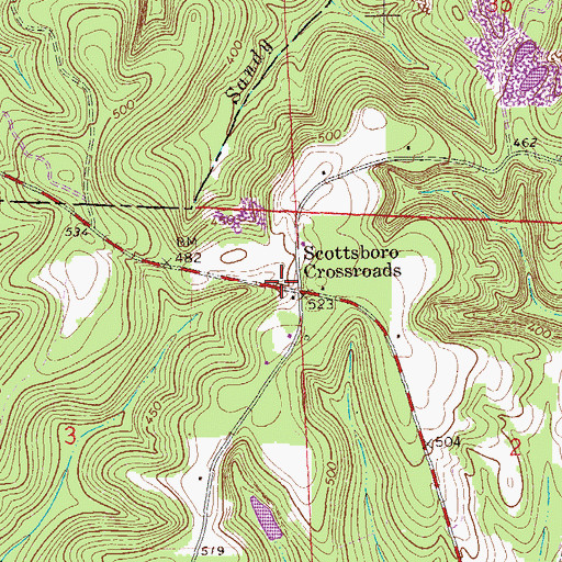 Topographic Map of Scottsboro School (historical), AL