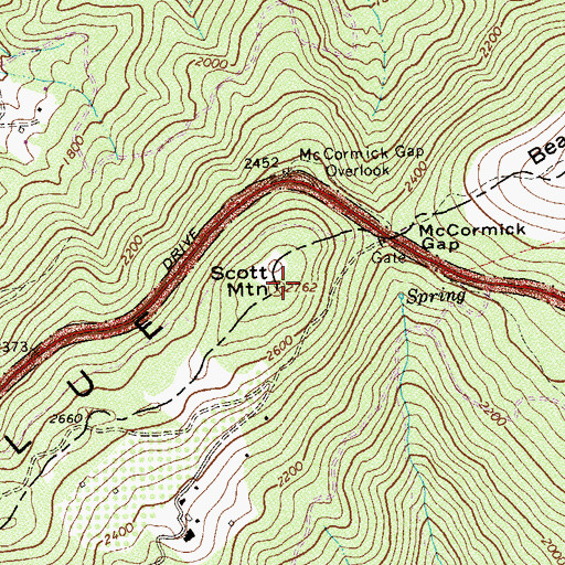 Topographic Map of Scott Mountain, VA