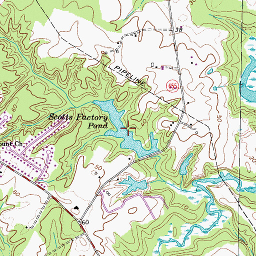Topographic Map of Scotts Factory Pond, VA