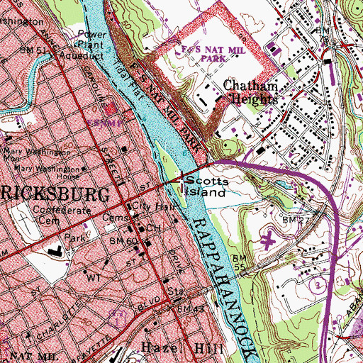 Topographic Map of Scotts Island, VA