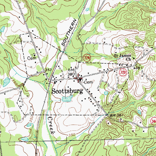 Topographic Map of Scottsburg, VA