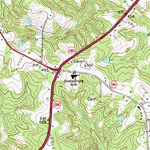Topographic Map of Scottsburg Elementary School, VA