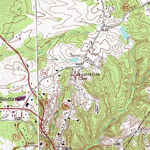 Topographic Map of Scottsville Cemetery, VA