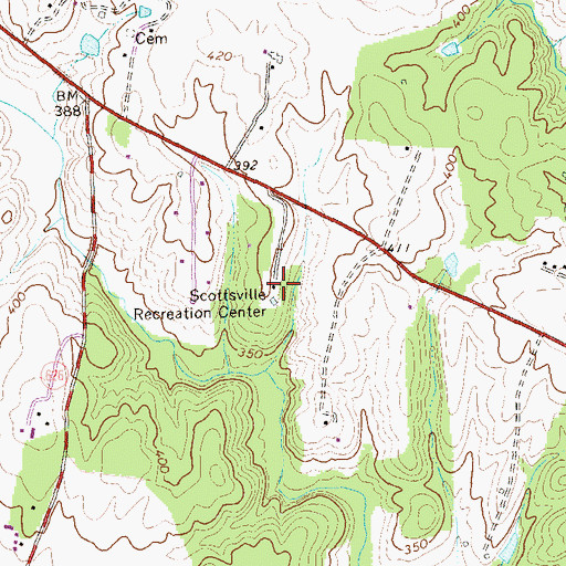 Topographic Map of Scottsville Recreation Center, VA