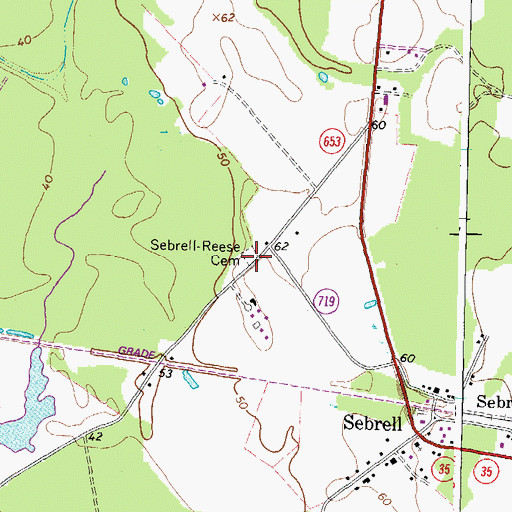 Topographic Map of Sebrell-Reese Cemetery, VA