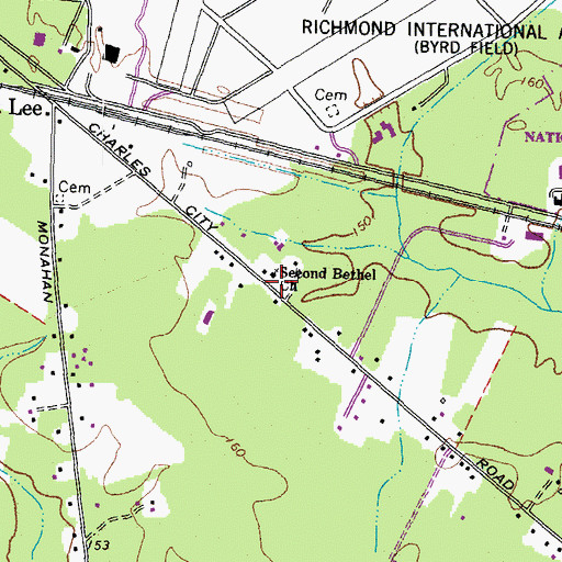 Topographic Map of Second Bethel Church, VA