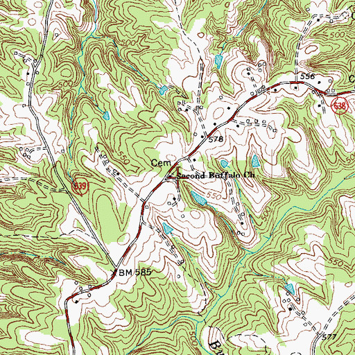 Topographic Map of Second Buffalo Church, VA